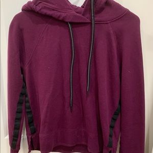 Maroon Calvin Klein hoodie with black stripe down the side Size:Medium